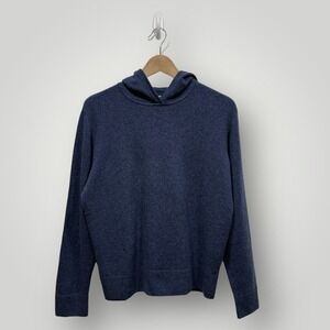 Naadam Cashmere Pullover Hoodie Navy Blue XS Recycled Cashmere Knit Sweater‎